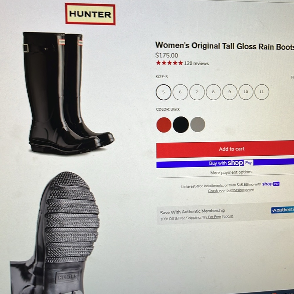 NWOT Women’s Hunter Tall Gloss Rain Boots 10 Wellies & Tall Boot Socks Black - Picture 9 of 11
